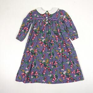 Viva La Fete Dress Girls Size 4 Purple Floral Midi Fruit Boutique